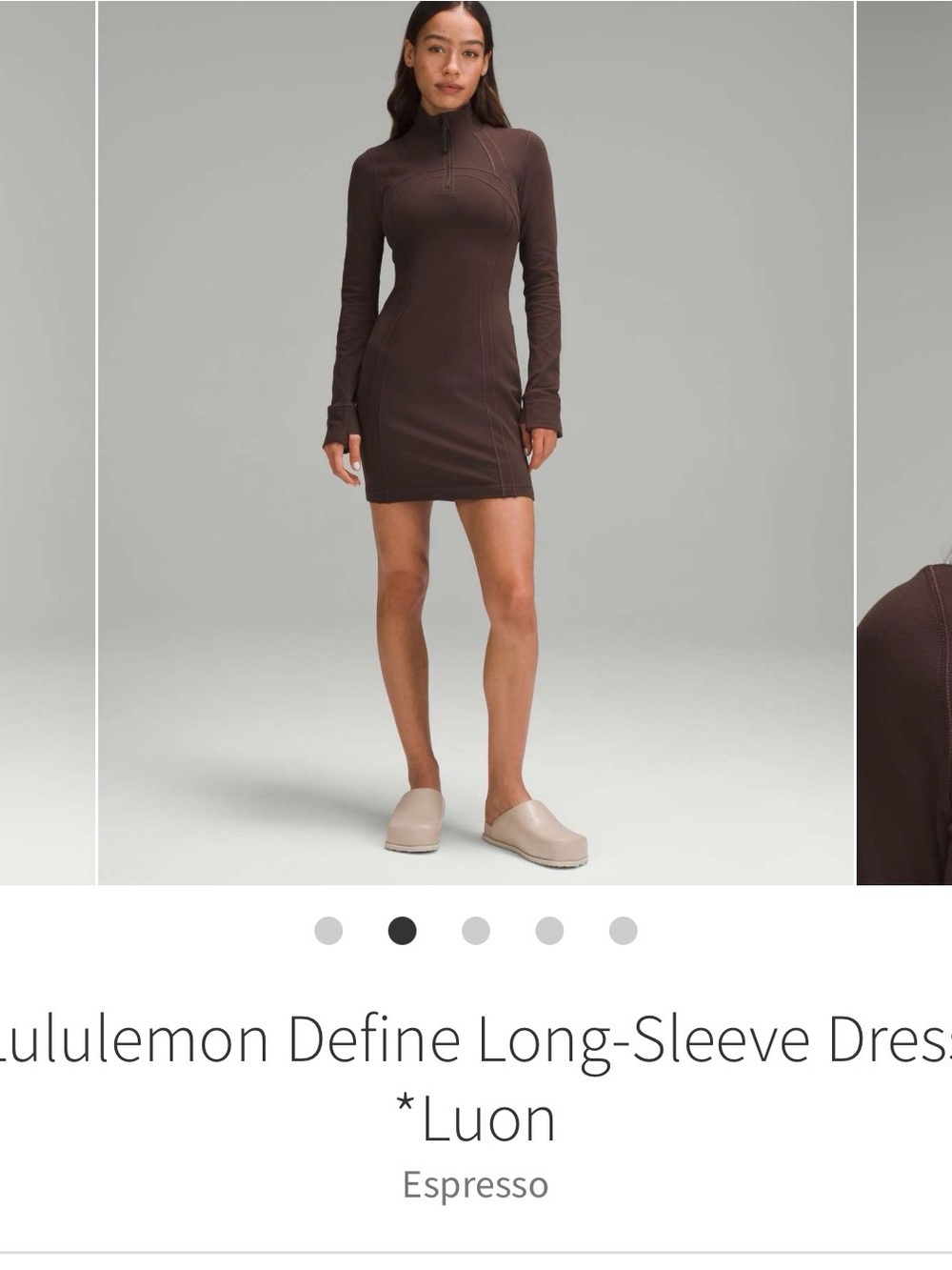 lululemon athletica Long-Sleeve Fitted Dress in Espresso Brown